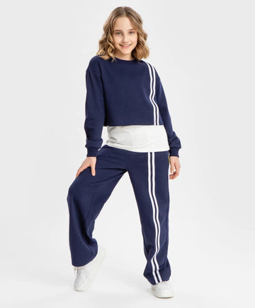 Широки панталони с лампаси сини Button Blue