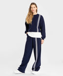 Широки панталони с лампаси сини Button Blue