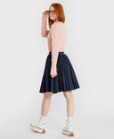 Плисирана пола с ластичен колан синя Button Blue