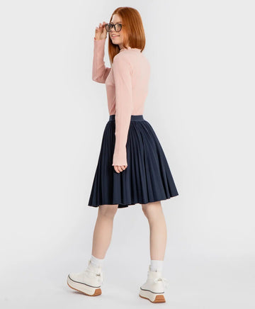 Плисирана пола с ластичен колан синя Button Blue