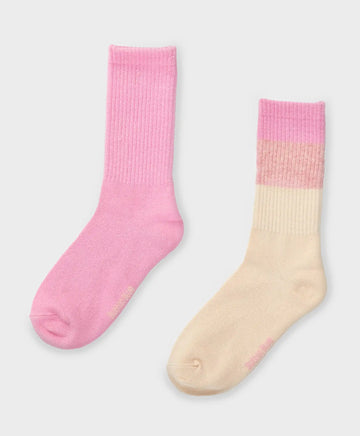 Комплект от два чифта високи чорапи многоцветни за момиче Button Blue