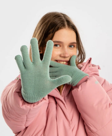 Ръкавици плетени зелени детски Button Blue