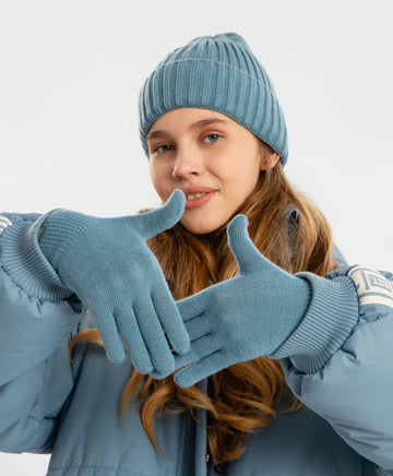 Ръкавици плетени сини детски Button Blue