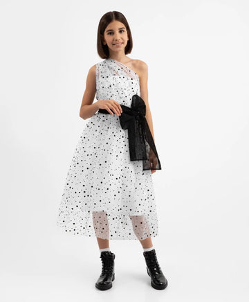 Текстилна рокля с външни джобове синя за момиче Gulliver