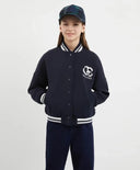 Суитшърт-бомбър от интерлок с син за МОМИЧЕ основен изглед