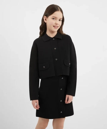 Плетено яке със закопчаване с метални копчета, черно за момиче Gulliver