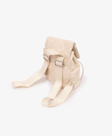 Раница за момиче капитонирана, мека форма, от матова еко кожа, млечнобяла Gulliver