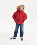 Зимно яке за момиче капитонирано, на изкуствен пух, червено Gulliver