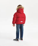 Зимно яке за момиче капитонирано, на изкуствен пух, червено Gulliver