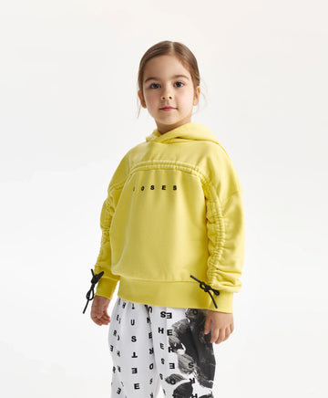 Суичър за момиче умерен оувърсайз силует, жълт Gulliver