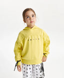 Суичър за момиче умерен оувърсайз силует, жълт Gulliver
