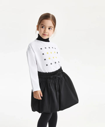 Пола за момиче текстилна, на едри плисета, черна Gulliver