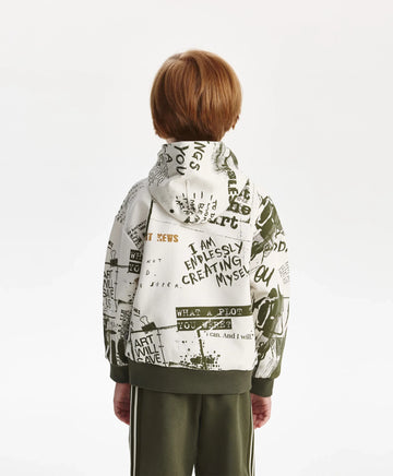 Худи за момче сиво с принт Gulliver