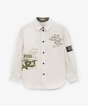 Риза с дълъг ръкав за момче прав силует, сива с принт Gulliver