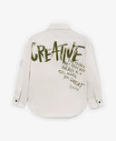 Риза с дълъг ръкав за момче прав силует, сива с принт Gulliver