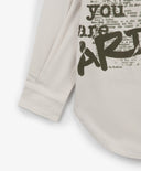 Риза с дълъг ръкав за момче прав силует, сива с принт Gulliver