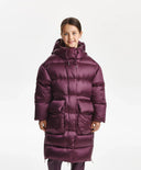 Зимно палто за момиче капитонирано, на естествен пух, бордо Gulliver