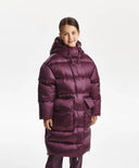 Зимно палто за момиче капитонирано, на естествен пух, бордо Gulliver