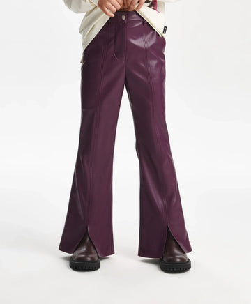 Панталон за момиче от еко кожа разкроен, бордо Gulliver