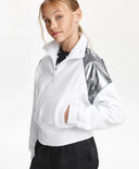 Разкопчаваща се суичър-блуза за момиче от полар със сребристи кантове, бяла Gulliver