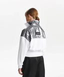 Разкопчаваща се суичър-блуза за момиче от полар със сребристи кантове, бяла Gulliver