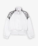 Разкопчаваща се суичър-блуза за момиче от полар със сребристи кантове, бяла Gulliver