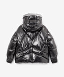 Зимно яке за момиче капитонирано, на изкуствен пух, от лъскав шушляк, черно Gulliver