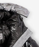 Зимно яке за момиче капитонирано, на изкуствен пух, от лъскав шушляк, черно Gulliver