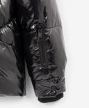 Зимно яке за момиче капитонирано, на изкуствен пух, от лъскав шушляк, черно Gulliver