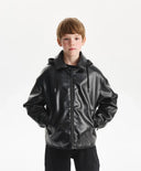 Утеплено яке за момче от еко кожа, черно Gulliver