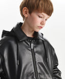 Утеплено яке за момче от еко кожа, черно Gulliver