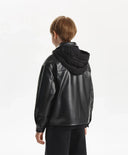 Утеплено яке за момче от еко кожа, черно Gulliver