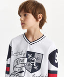 Лонгслив за момче с V-образно деколте, бял Gulliver