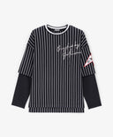 Лонгслив за момче оувърсайз силует, син на райе Gulliver