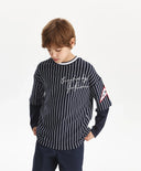 Лонгслив за момче оувърсайз силует, син на райе Gulliver