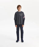 Лонгслив за момче оувърсайз силует, син на райе Gulliver