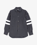 Трикотажна риза с дълъг ръкав за момче на райе с принт, синя Gulliver