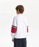 Поло за момче от футър с контрастни кантове, бяло Gulliver