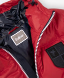 Зимно яке за момче с качулка на естествен пух, червено Gulliver