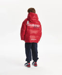 Зимно яке за момче с качулка на естествен пух, червено Gulliver
