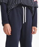 Панталон за момче от футър с мъхеста вътрешност, прав свободен, син Gulliver