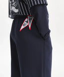 Панталон за момче от футър с мъхеста вътрешност, прав свободен, син Gulliver