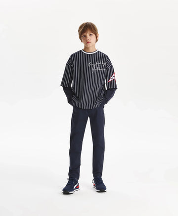 Панталон за момче от твил стеснен надолу, син Gulliver